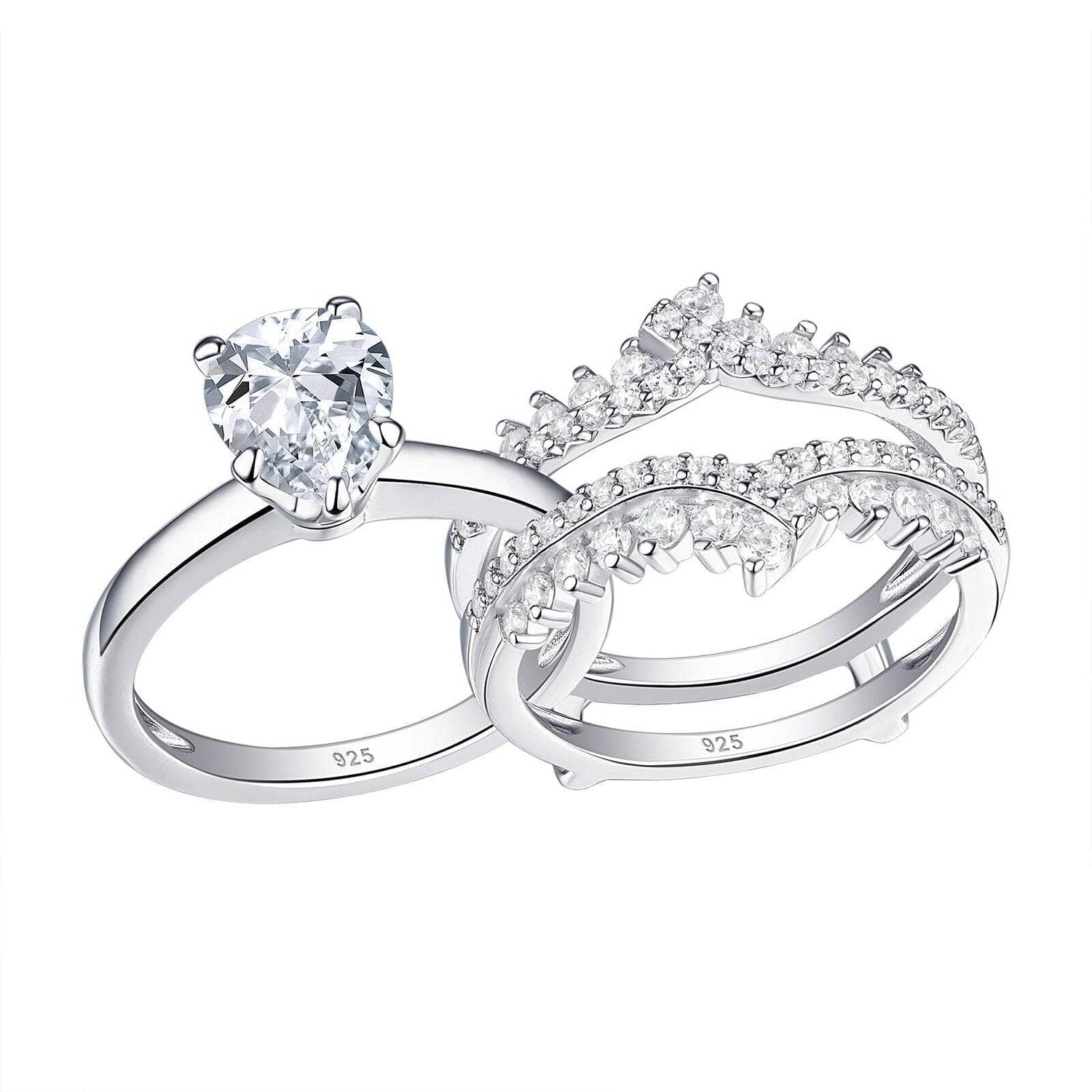 Multi-Shape Princess/Pear/Heart-Cut Created Diamond Engagement Ring Set-Black Diamonds New York