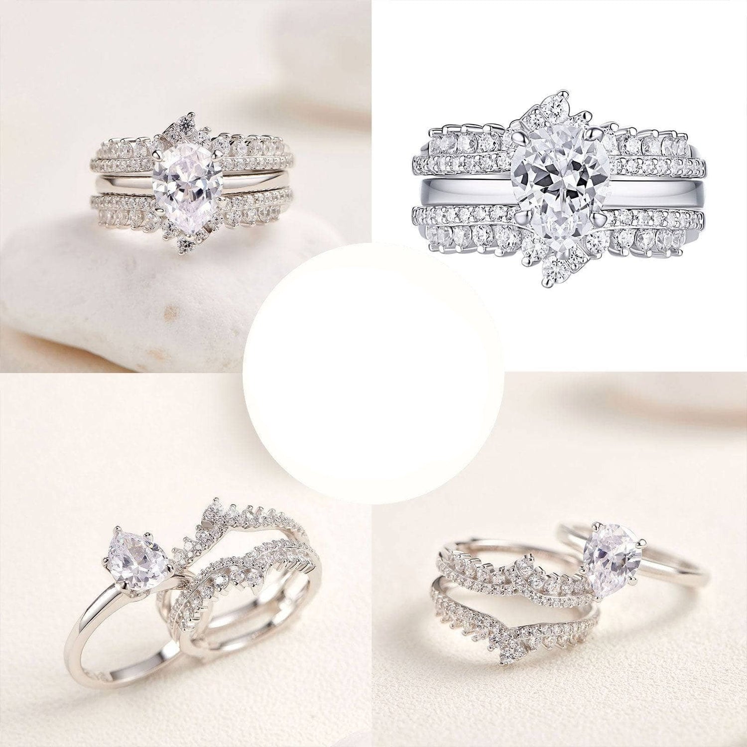 Multi-Shape Princess/Pear/Heart-Cut EVN Stone Engagement Ring Set-Black Diamonds New York
