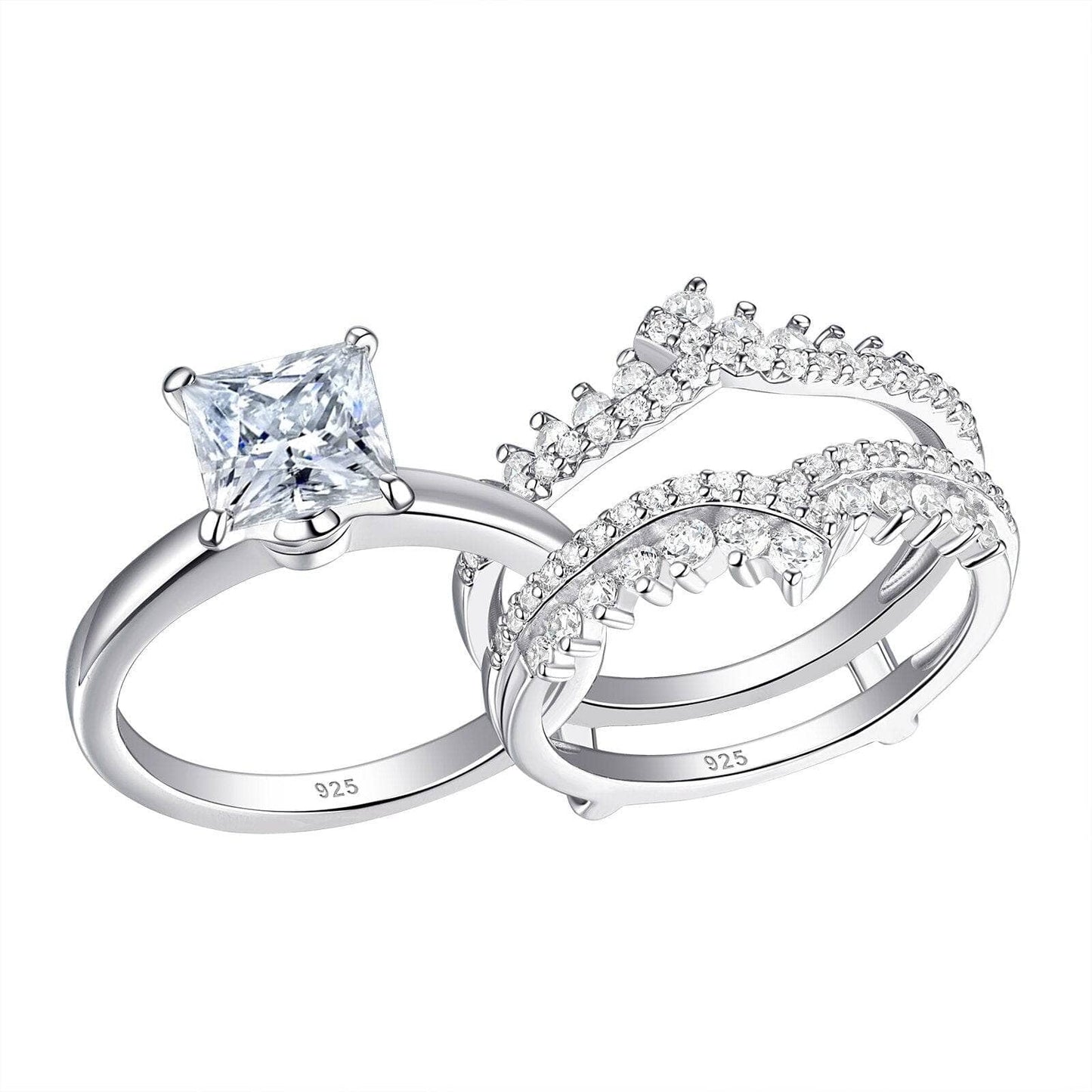 Multi-Shape Princess/Pear/Heart-Cut Created Diamond Engagement Ring Set-Black Diamonds New York