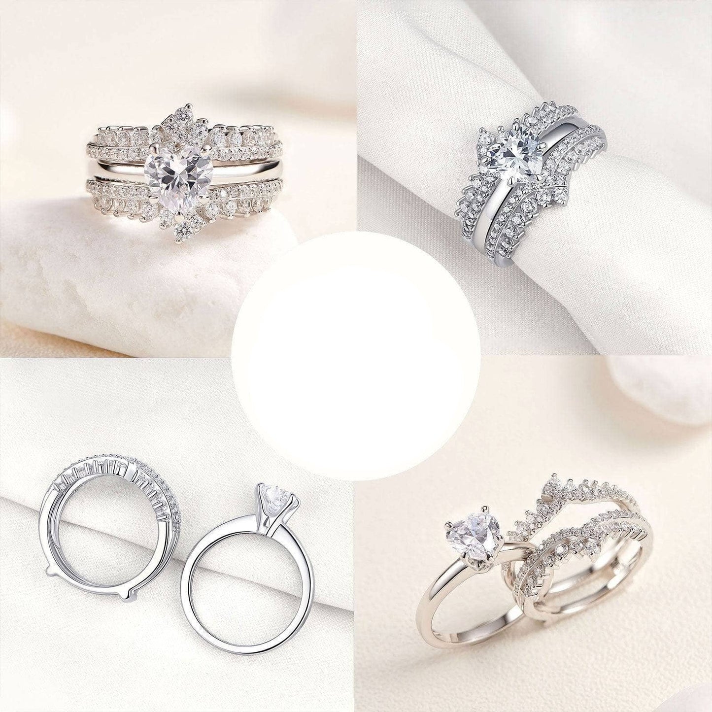 Multi-Shape Princess/Pear/Heart-Cut EVN Stone Engagement Ring Set-Black Diamonds New York