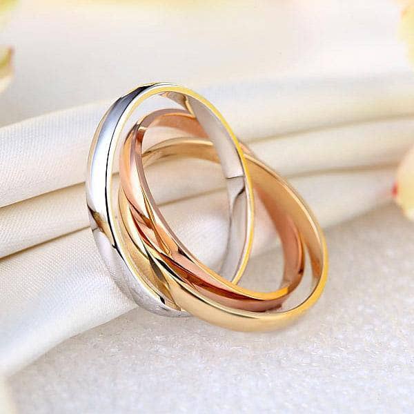 Multi-Tone 14K White, Rose, Yellow Gold Ring Entwined