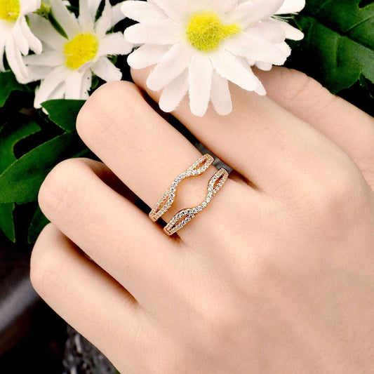 Multi-tone Hollow Wedding Ring with Created Diamonds-Black Diamonds New York