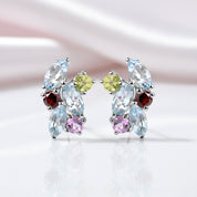 Multicolor Gemstone Stud Earrings-Black Diamonds New York
