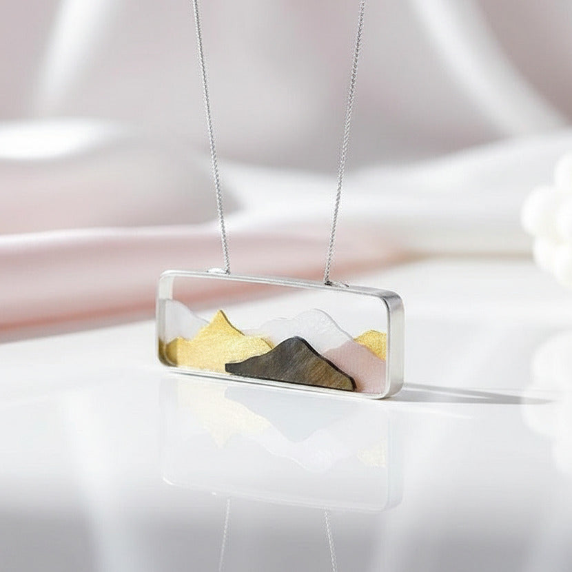 Multipeaked Mountain Design Pendant-Black Diamonds New York