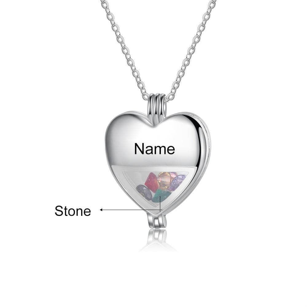 Multiple Birthstone Heart Locket Custom Name Necklace - Black Diamonds New York