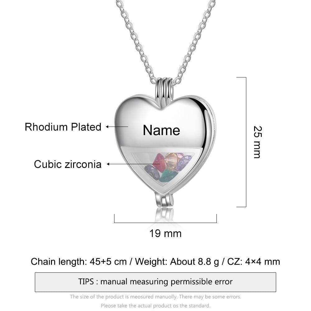 Multiple Birthstone Heart Locket Custom Name Necklace - Black Diamonds New York