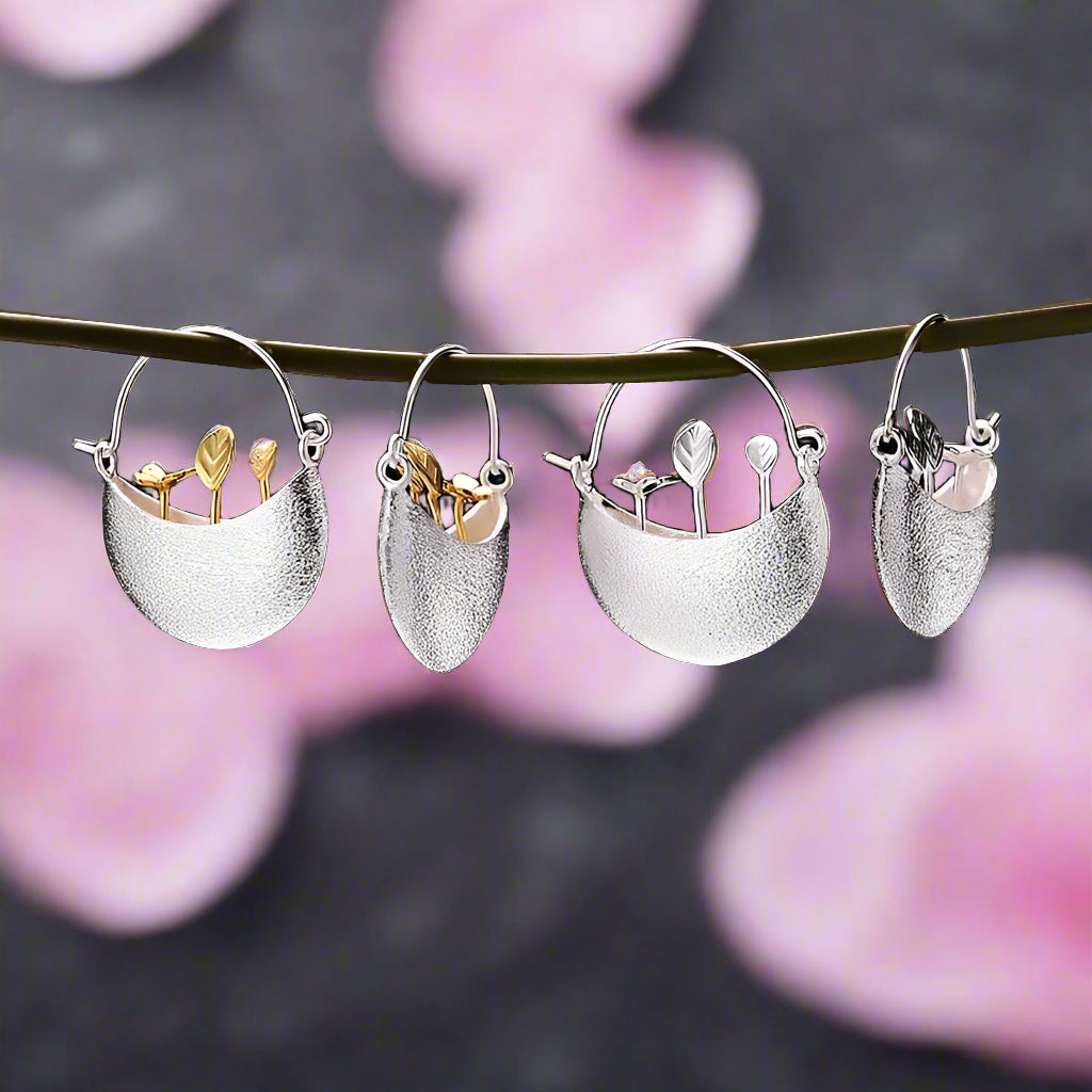 My Little Garden Dangle Earrings-Black Diamonds New York