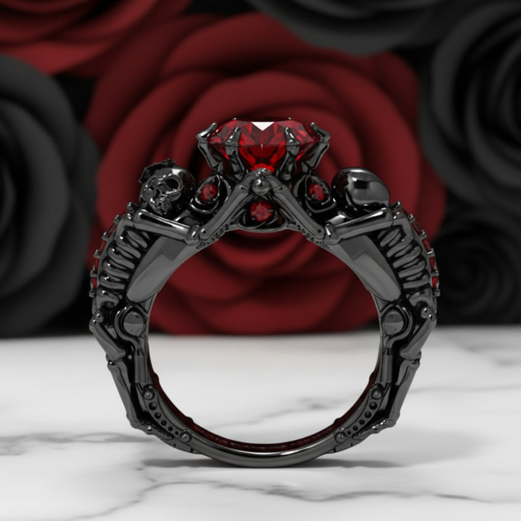 My Ride or Die Promise Ring (Biker Series)- 1.5 Ct Round Cut Diamond Option Gothic Ring-Black Diamonds New York