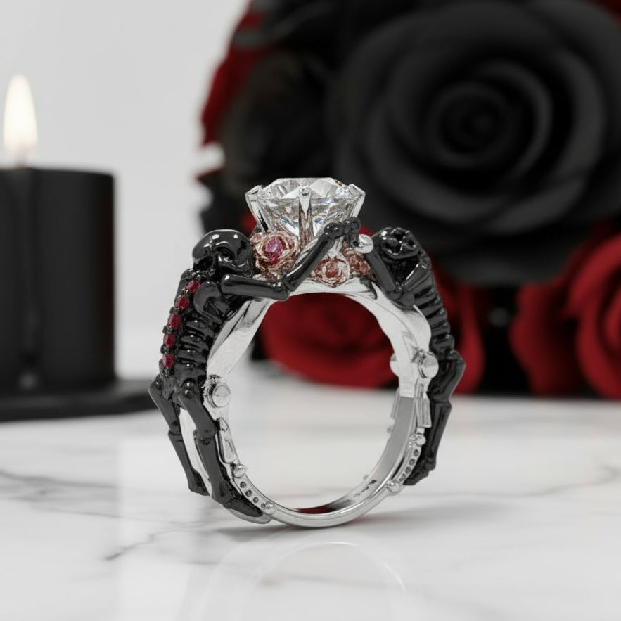 My Ride or Die Promise Ring (Biker Series)- 1.5 Ct Round Cut Diamond Gothic Ring-Black Diamonds New York