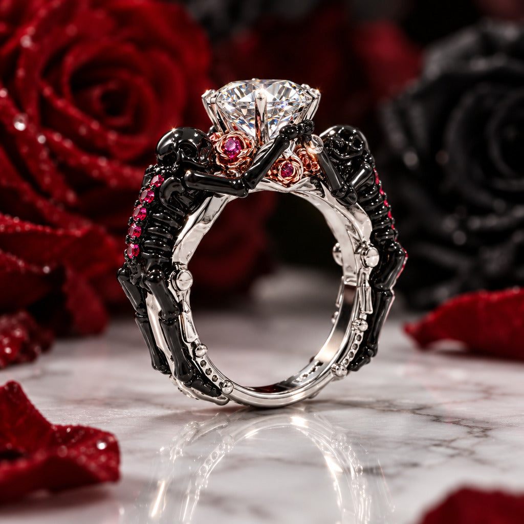 My Ride or Die Promise Ring (Biker Series)- 1.5 Ct Round Cut Diamond Option Gothic Ring-Black Diamonds New York