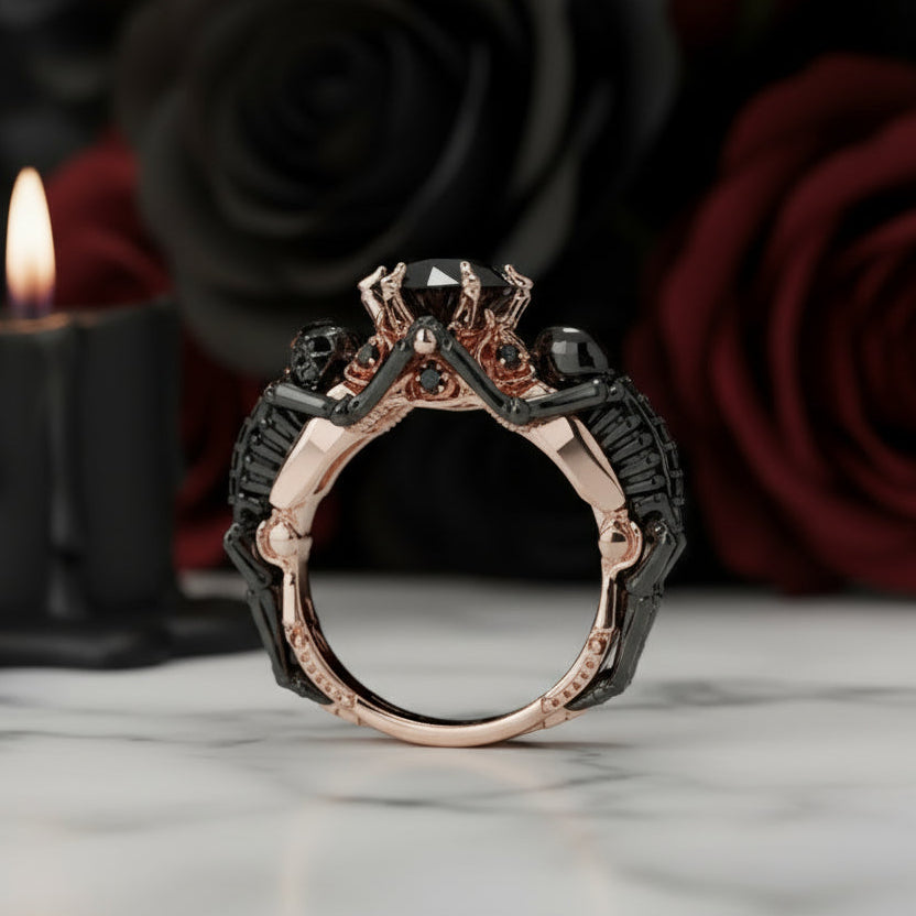 My Ride or Die Promise Ring (Biker Series)- 1.5 Ct Round Cut Diamond Gothic Ring-Black Diamonds New York