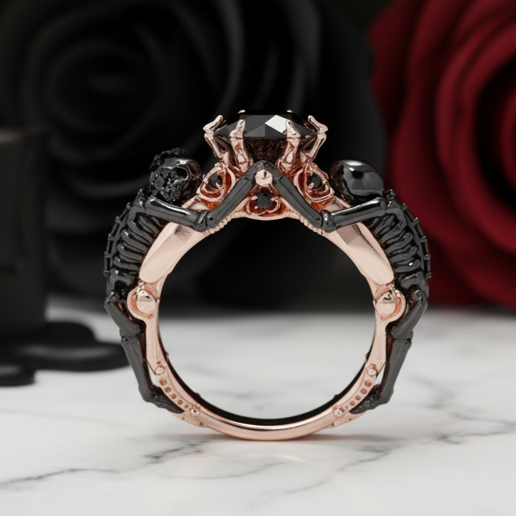 My Ride or Die Promise Ring (Biker Series)- 1.5 Ct Round Cut Diamond Option Gothic Ring-Black Diamonds New York