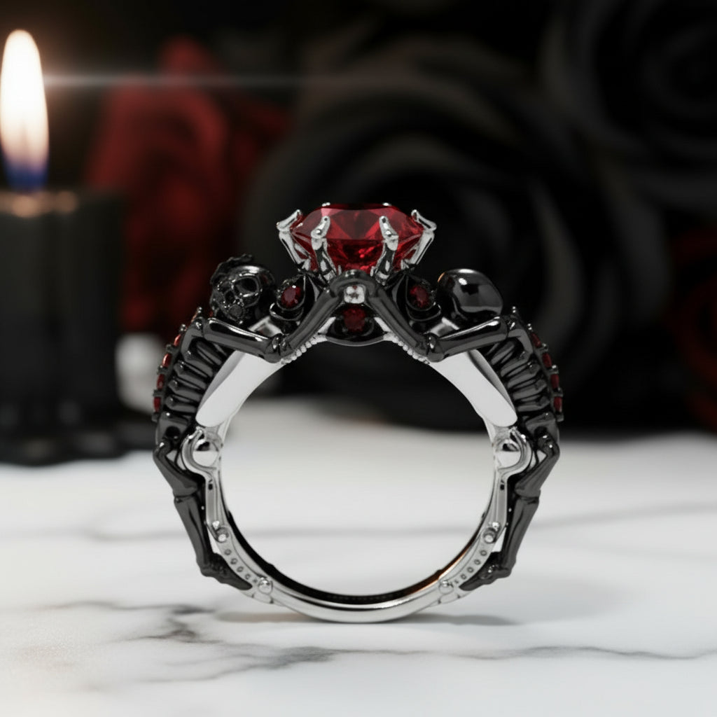 My Ride or Die Promise Ring (Biker Series)- 1.5 Ct Round Cut Diamond Gothic Ring-Black Diamonds New York