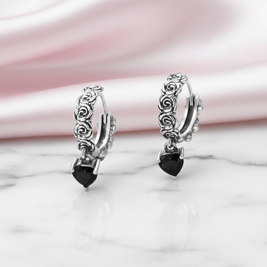 Mysterious Rose Butterfly & Coffin Gothic Earrings-Black Diamonds New York