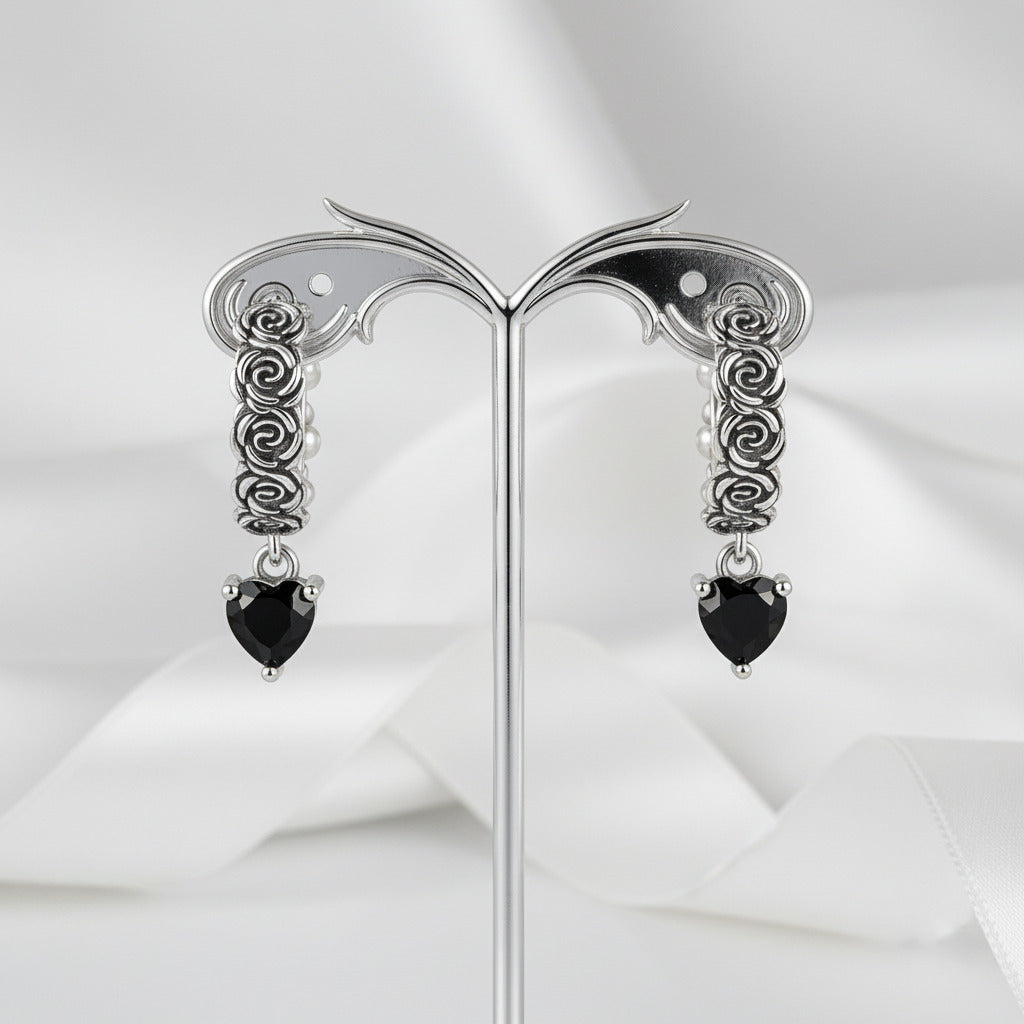 Mysterious Rose Butterfly & Coffin Gothic Earrings-Black Diamonds New York