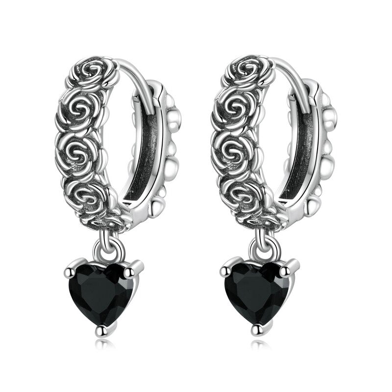 Mysterious Rose Butterfly & Coffin Gothic Earrings-Black Diamonds New York