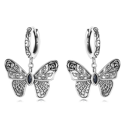Mysterious Rose Butterfly & Coffin Gothic Earrings