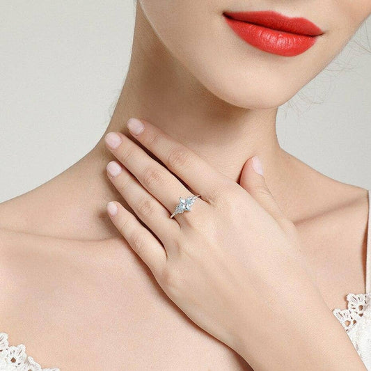 Nano Sky Blue Topaz Gemstone Engagement Ring - Black Diamonds New York