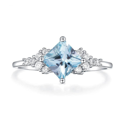 Nano Sky Blue Topaz Gemstone Engagement Ring - Black Diamonds New York
