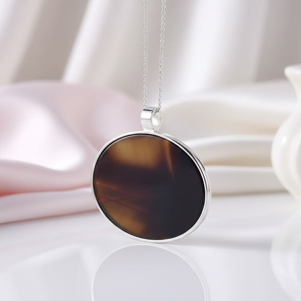 Natural Agate Lovely Birds Pendant-Black Diamonds New York