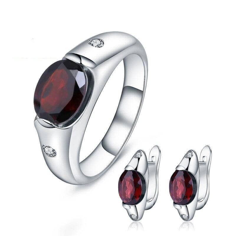 Natural Amethyst Gemstone Ring and Earrings Jewelry Set-Black Diamonds New York