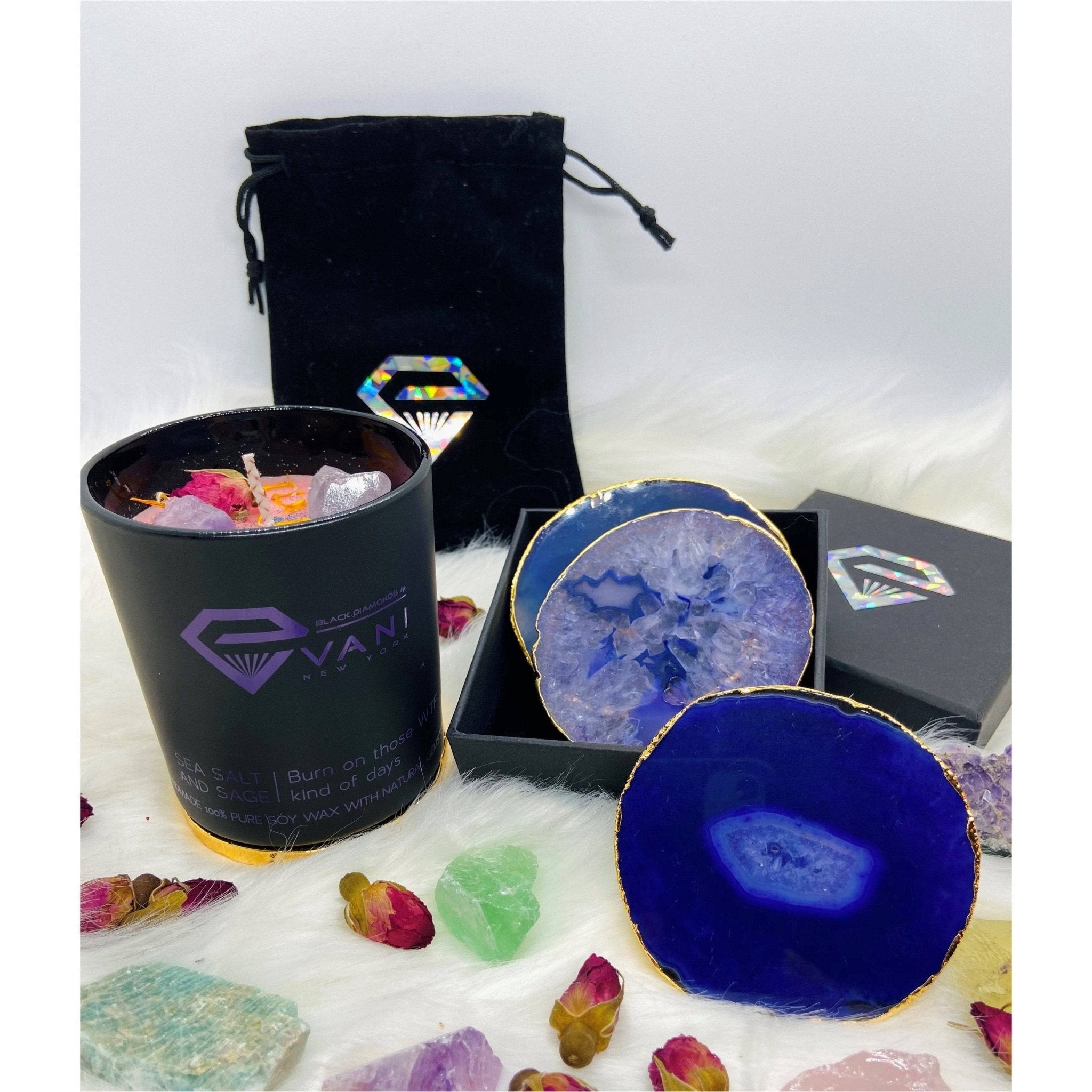 Natural Amethyst Luxury Agate Round Coasters - Black Diamond Options New York-Black Diamonds New York
