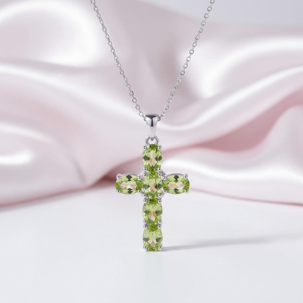 Natural Amethyst with Topaz Gemstone Cross Necklace-Black Diamonds New York