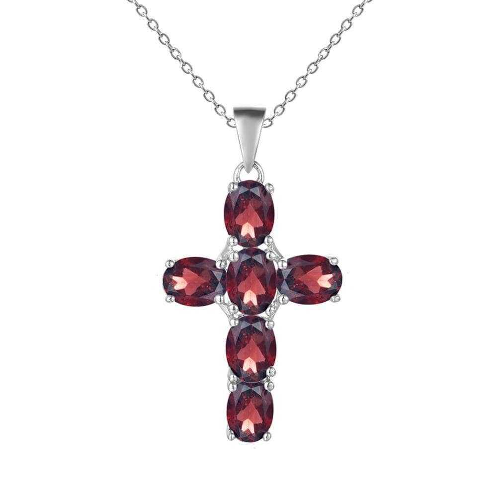 Natural Amethyst with Topaz Gemstone Cross Necklace-Black Diamonds New York