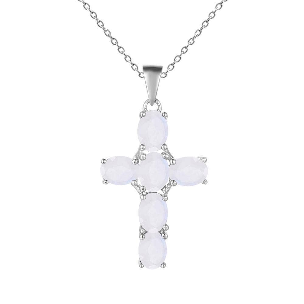 Natural Amethyst with Topaz Gemstone Cross Necklace-Black Diamonds New York