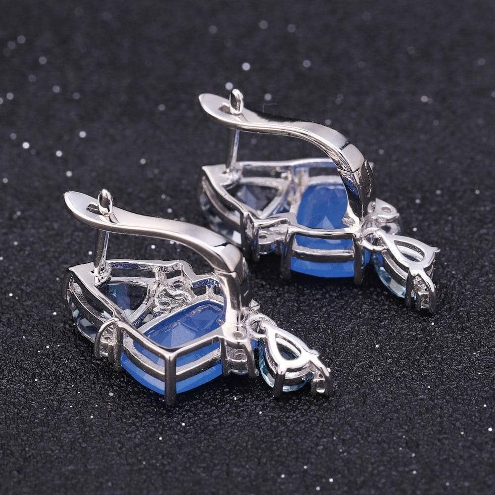 GEM'S BALLET Natural Aqua blue Calcedony Earrings 925 Sterling Silver Colorful Modern irregular Drop Earrings for Women Bijoux - Black Diamonds New York