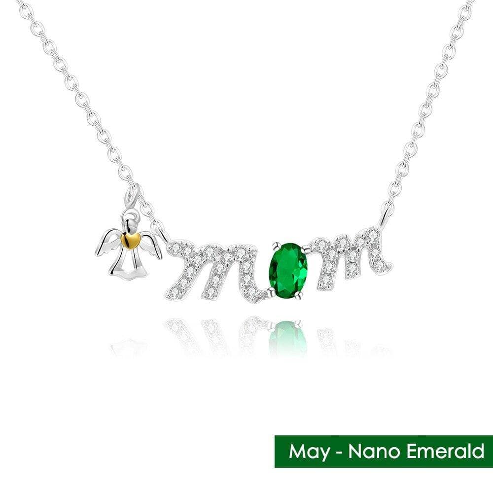 Natural Birthstone Pendant Mom Necklace-Black Diamonds New York