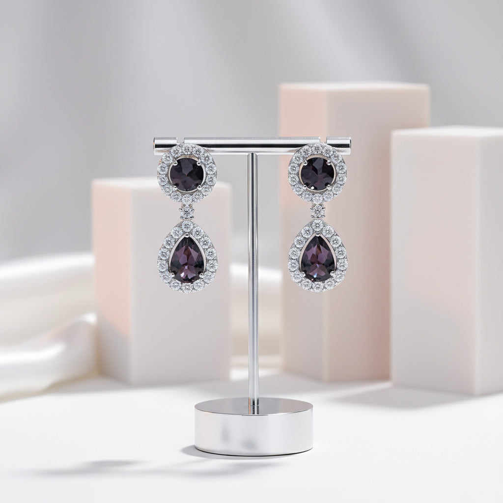 Natural Black Garnet Antique Style Drop Earrings-Black Diamonds New York