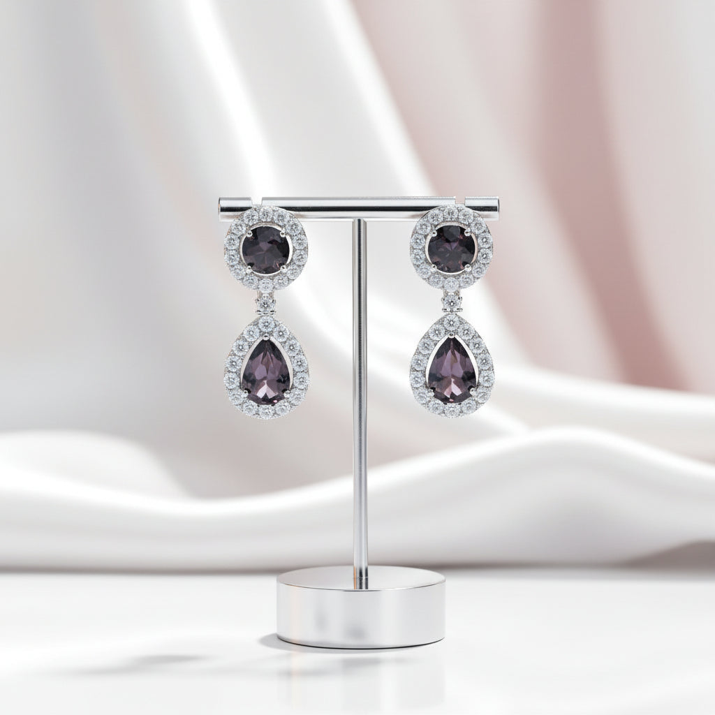 Black Garnet Antique Style Drop Earrings-Black Diamonds New York