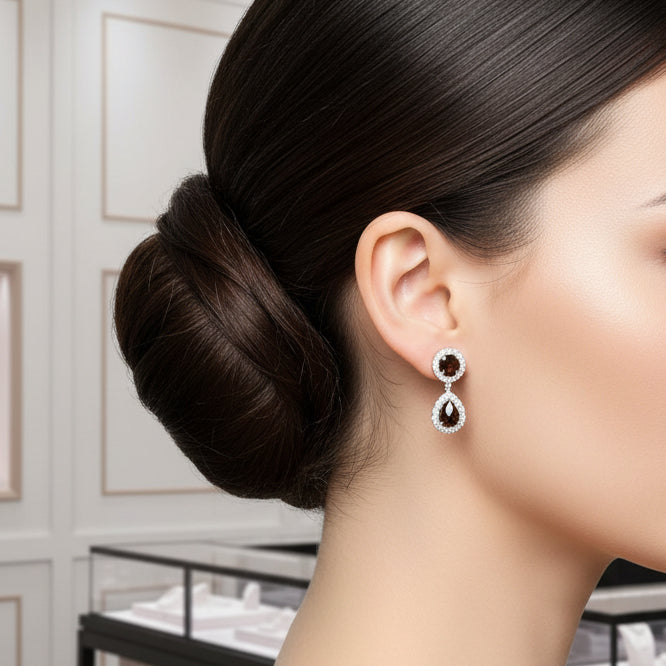 Natural Black Garnet Antique Style Drop Earrings-Black Diamonds New York