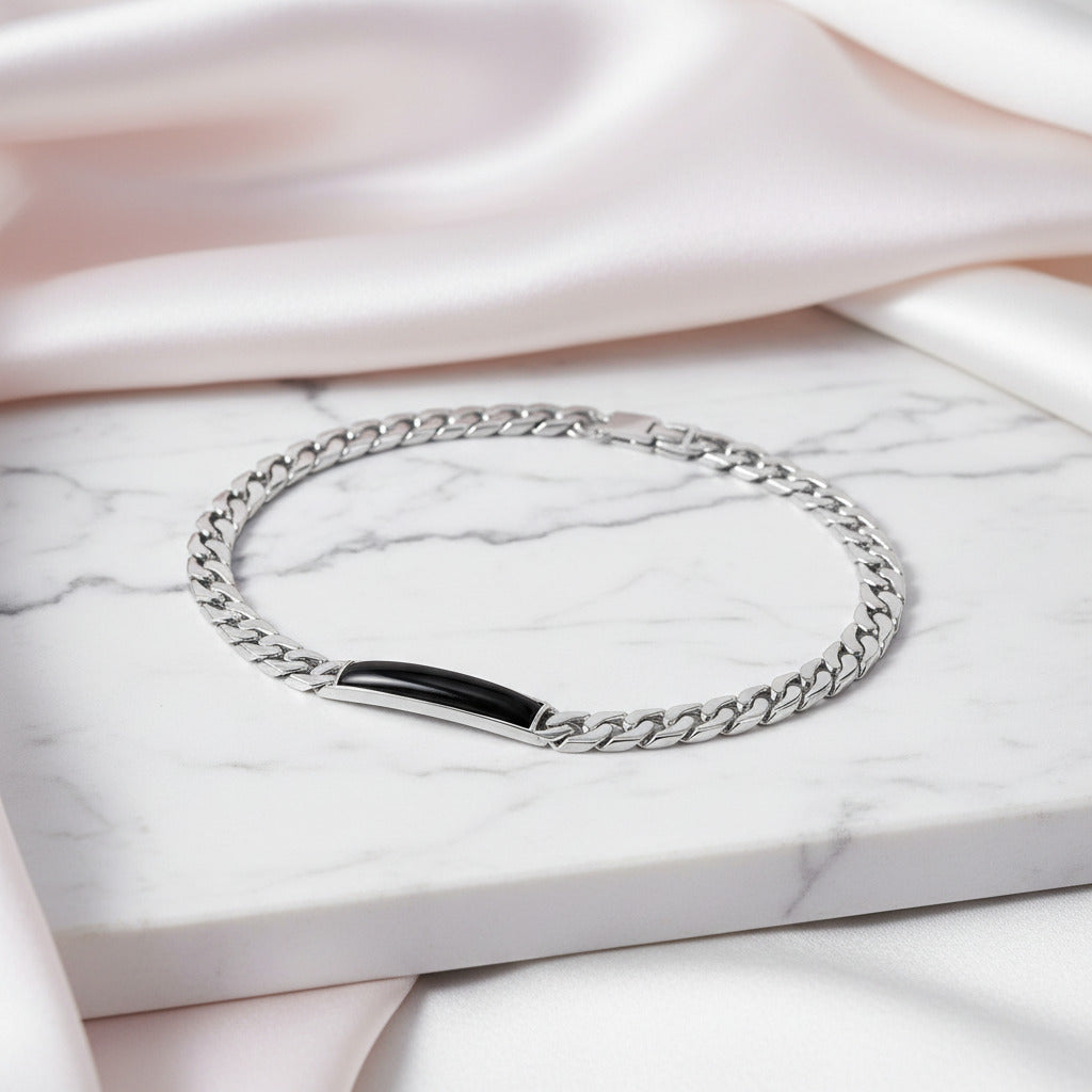 Black Onyx Casual Bar Chain Bracelet-Black Diamonds New York