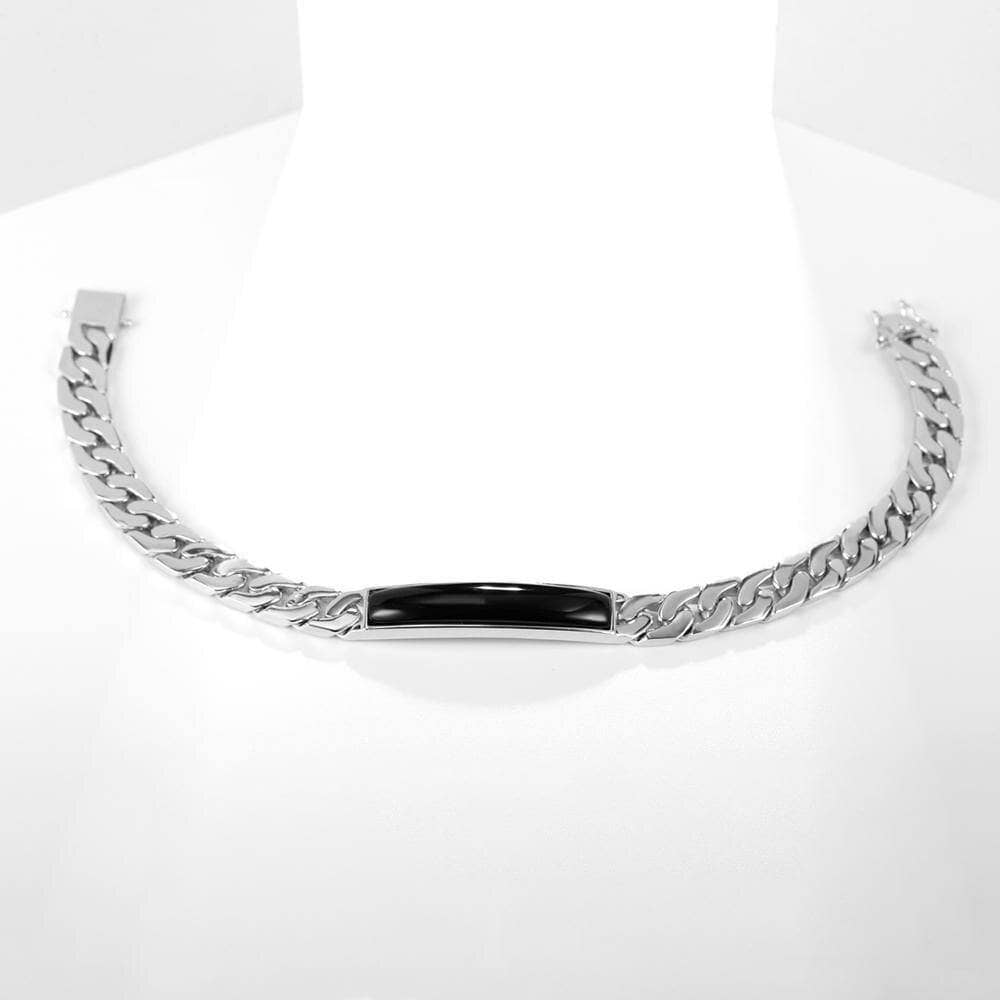 GEM'S BALLET Natural Black Onyx Bracelets for Men Women 925 Sterling Silver Casual Bar Chain Bracelet Bangle Party Jewelry - Black Diamonds New York