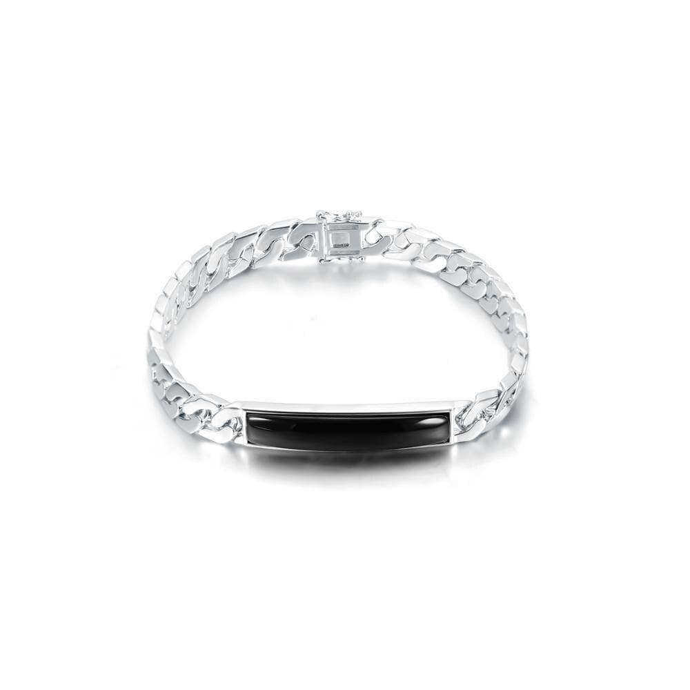 GEM'S BALLET Natural Black Onyx Bracelets for Men Women 925 Sterling Silver Casual Bar Chain Bracelet Bangle Party Jewelry - Black Diamonds New York