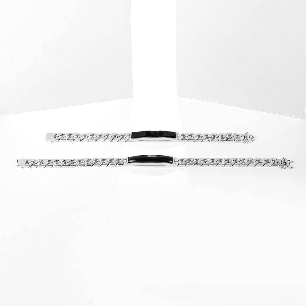 Natural Black Onyx Casual Bar Chain Bracelet-Black Diamonds New York