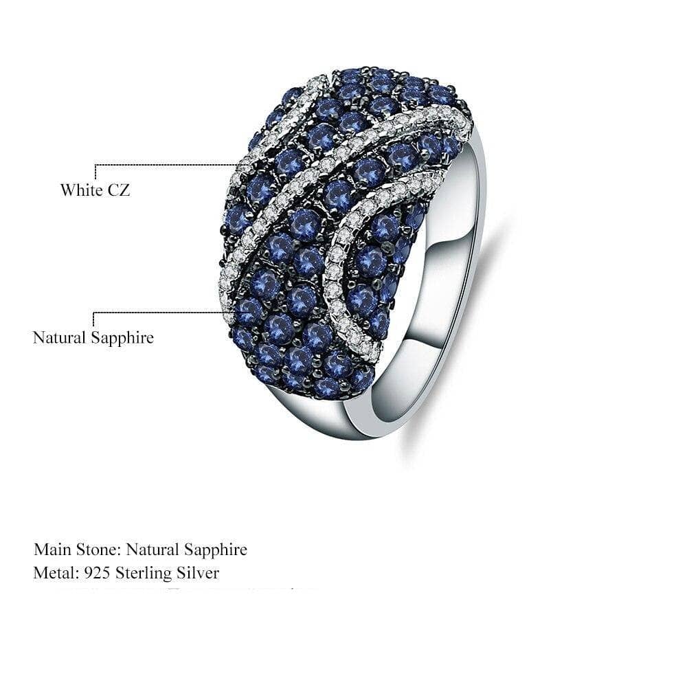 Natural Blue Sapphire Bohemian Ring-Black Diamonds New York