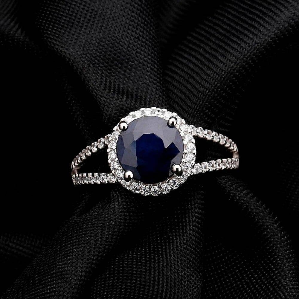 Natural Blue Sapphire Gemstone Vintage Jewelry Set-Black Diamonds New York
