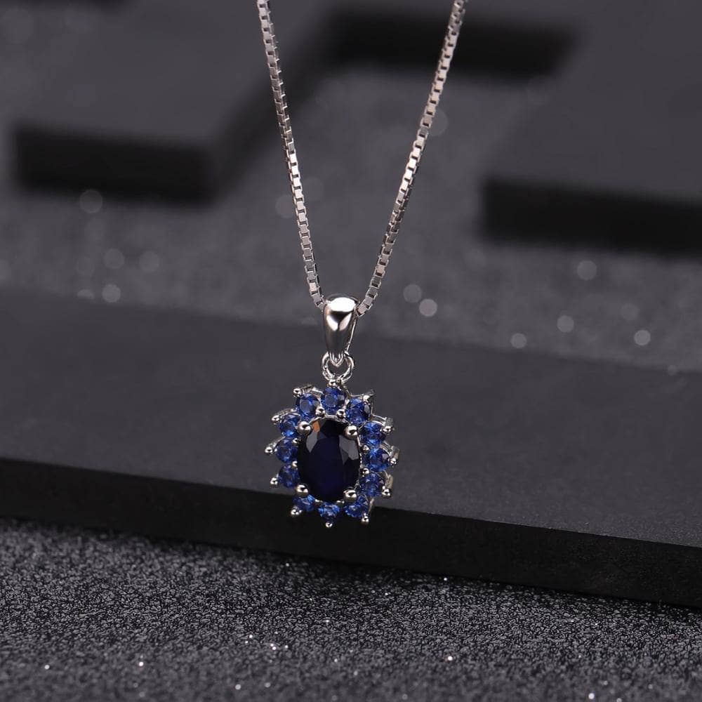 Natural Blue Sapphire Jewelry Set-Black Diamonds New York