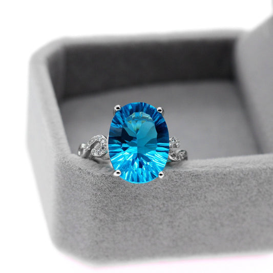 Natural Blue Topaz Ring 10 Carat Gemstone