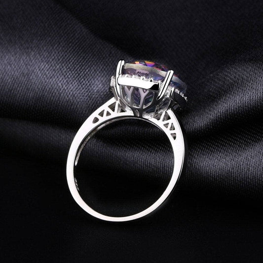Natural Blueish Mystic Quartz Gemstone Engagement Ring-Black Diamonds New York