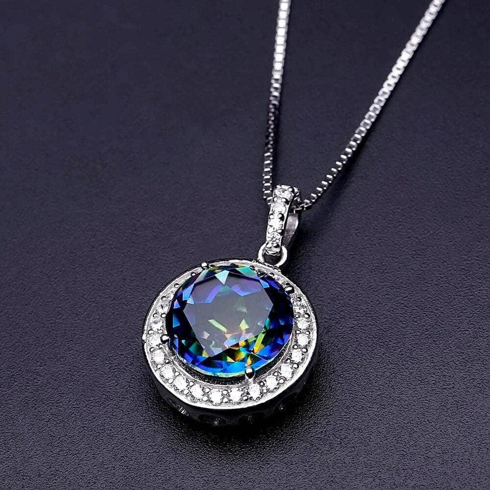 Natural Blueish Mystic Quartz Gemstone Necklace-Black Diamonds New York