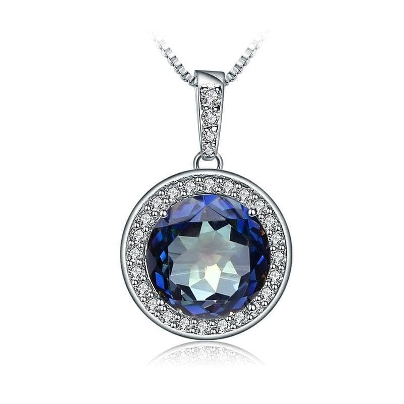 Natural Blueish Mystic Quartz Gemstone Necklace-Black Diamonds New York