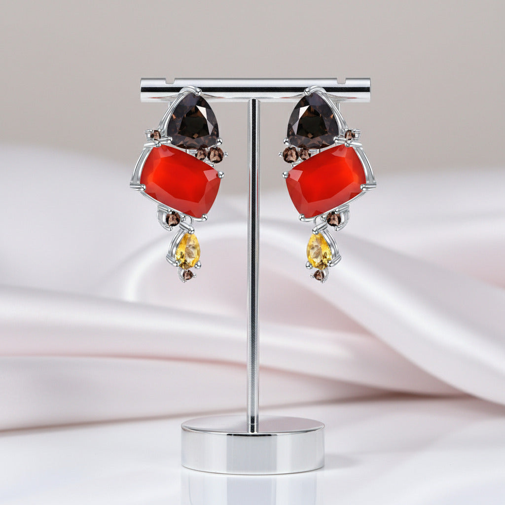 Carnalian Earrings Handmade Drop Earrings-Black Diamonds New York