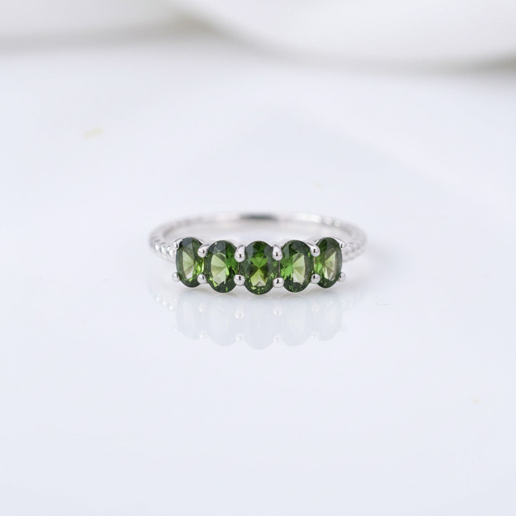Chrome Diopside Gemstone Ring-Black Diamonds New York