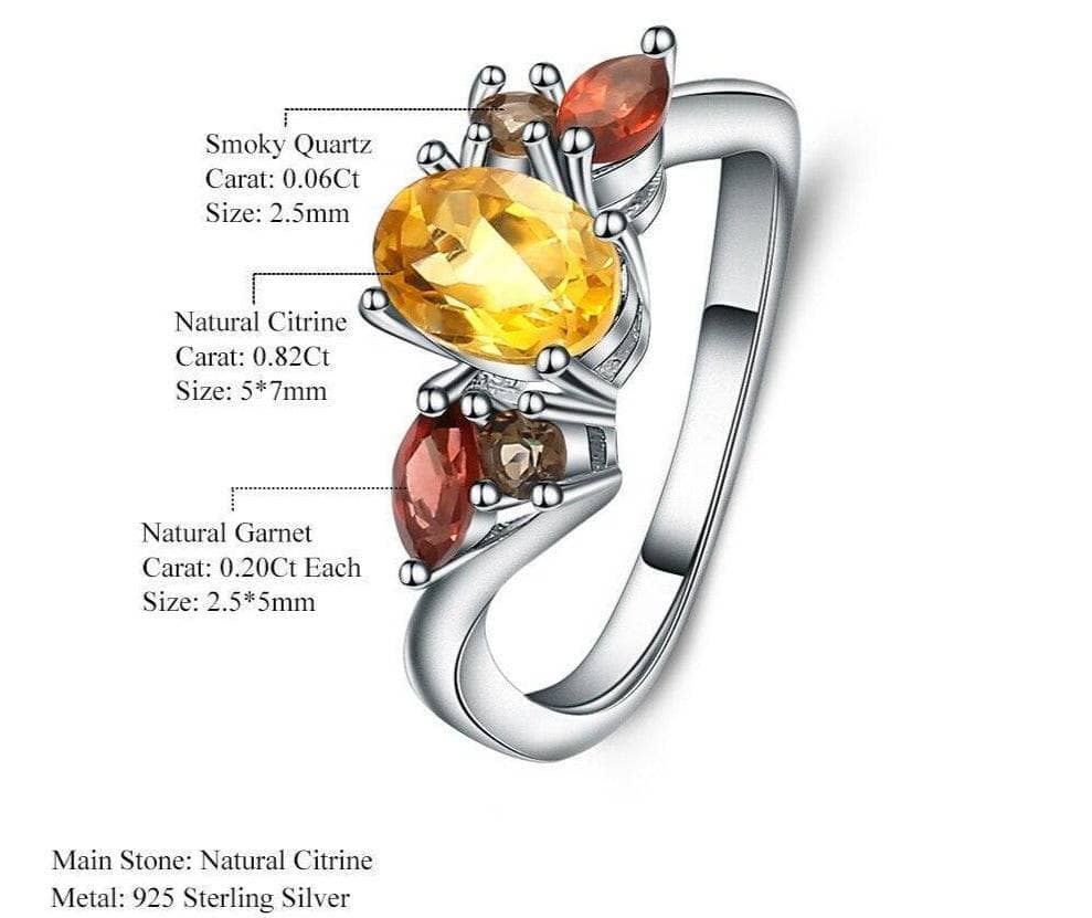 Natural Citrine Garnet Ring-Black Diamonds New York