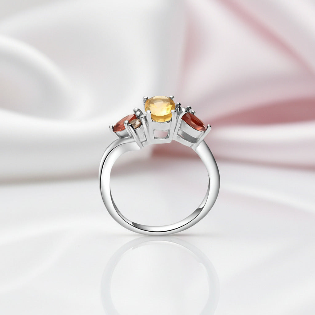 Citrine, Smoky Quartz & Garnet Jewelry Set-Black Diamonds New York