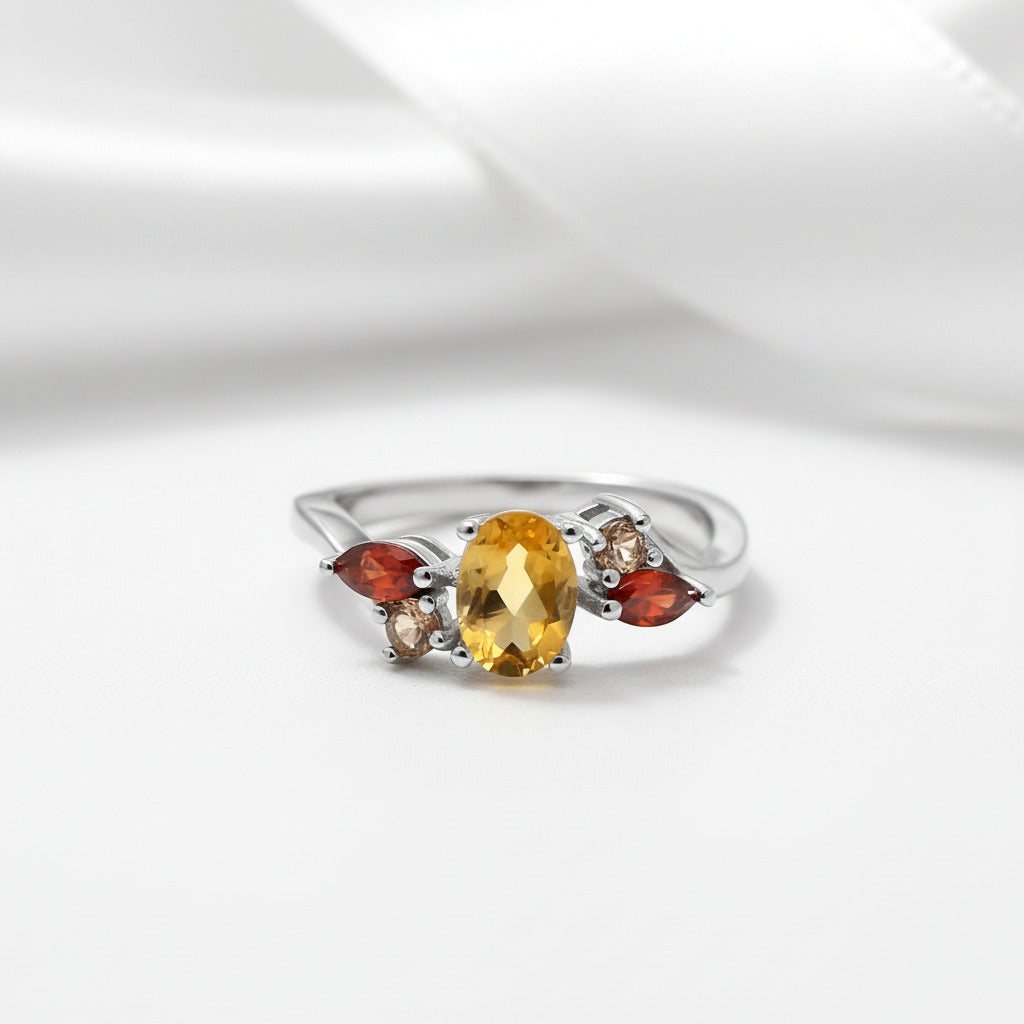 Citrine, Smoky Quartz & Garnet Jewelry Set-Black Diamonds New York